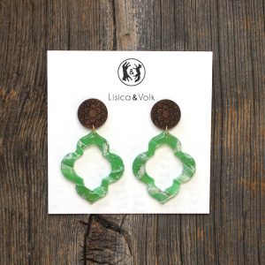 Jade rosette | Wood & Marble | Statement earrings