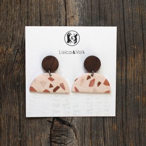 Halfmoon | Wood & Terazzo | Statement earrings