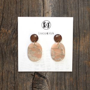 Rose oval | Wood & Marble | Statement earrings
